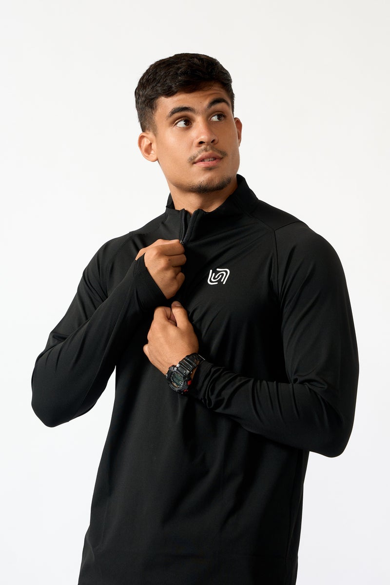 Beyond Men's Black 1/4 zip Long sleeve - Image 2
